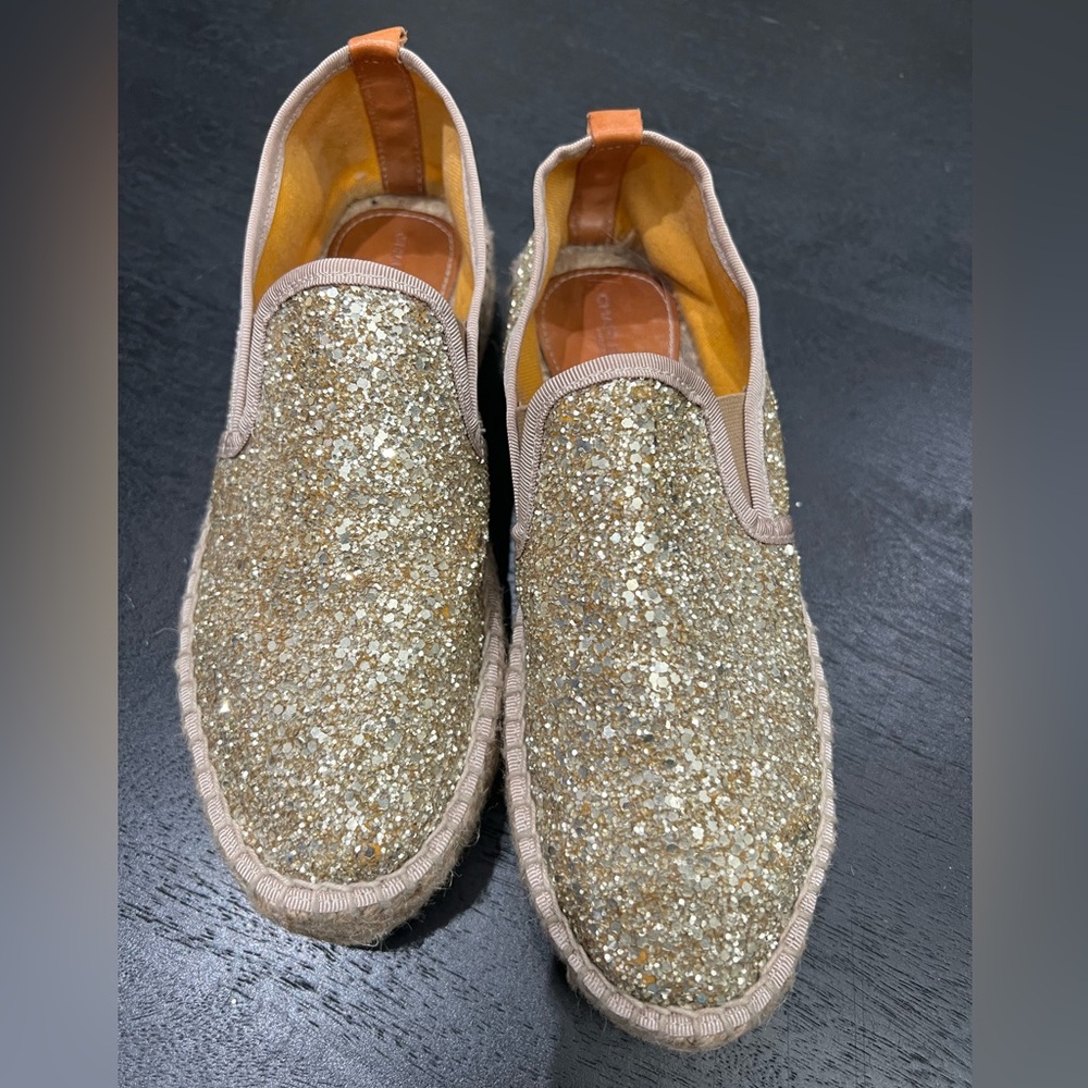 🤩💛Charles David🤩💛Sancha Gold Glitter Slip-On Espadrille Shoes Size 37